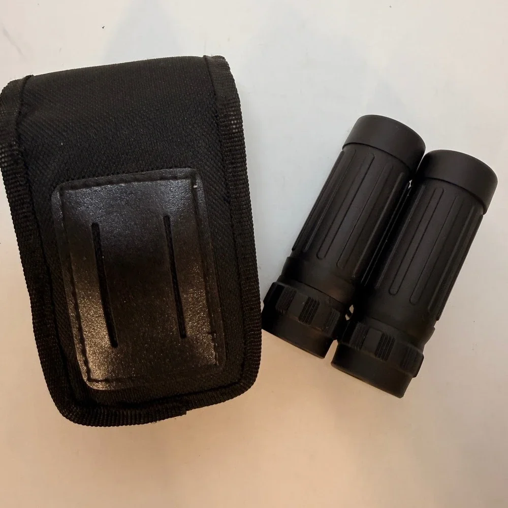 Compact 8x21 Folding Binoculars Black‎ with Nylon Carrying Case and Neck Strap